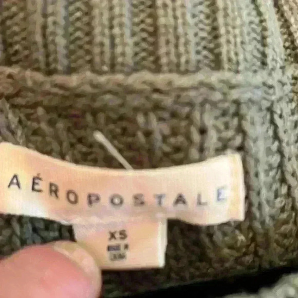 Aeropostale Cropped Chunky Sweater Green with Colorful Stripes XS - Picture 7 of 8